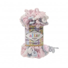 ALIZE PUFFY COLOR 5864 белый/серый/розовый